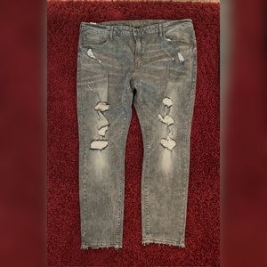 GREY STONE WASH DENIM JEANS